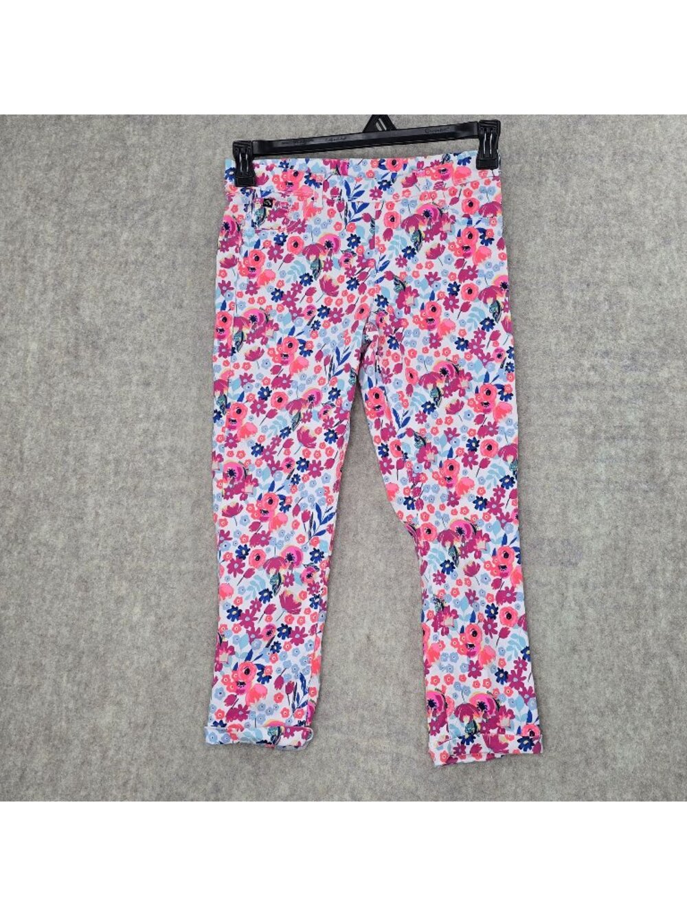Jordache Girls Floral Crop Jegging XL 14-16 Pink & Blue Flowers Stretch